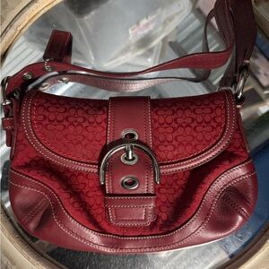 Red Leather Vintage Coach Shoulder Bag hard to find